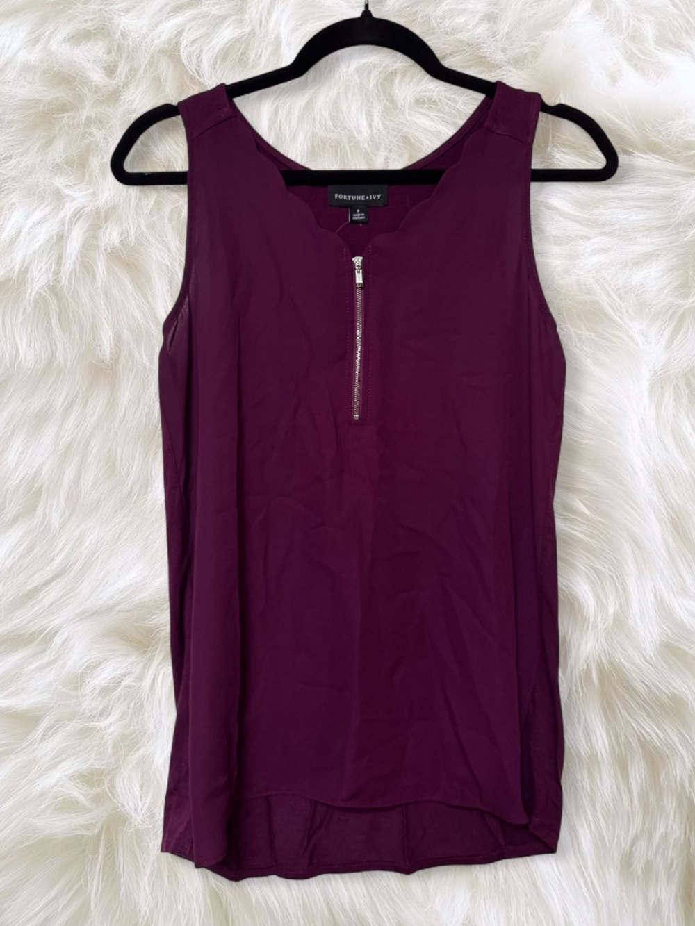 Fortune+Fate Plum Zip-Front Sleeveless Tank
